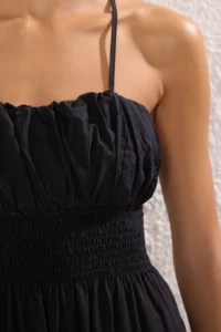 TRENDYOLMİLLA Black Weaving Low-cut back 100% Cotton Maxi Beach Dress - Image 3