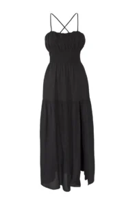 TRENDYOLMİLLA Black Weaving Low-cut back 100% Cotton Maxi Beach Dress - Image 5