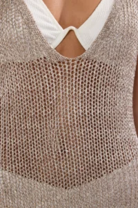 TRENDYOLMİLLA Stone Rengi Knitwear Maxi Beach Dress - Image 3