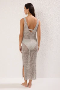 TRENDYOLMİLLA Stone Rengi Knitwear Maxi Beach Dress - Image 4
