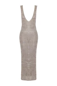 TRENDYOLMİLLA Stone Rengi Knitwear Maxi Beach Dress - Image 5