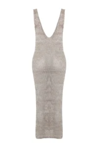 TRENDYOLMİLLA Stone Rengi Knitwear Maxi Beach Dress - Image 6