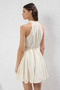 TRENDYOLMİLLA Beige Weaving with flywheel Beach Mini Dress - Image 4