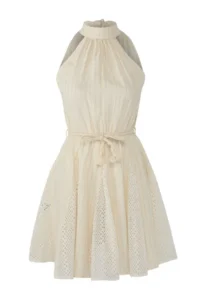 TRENDYOLMİLLA Beige Weaving with flywheel Beach Mini Dress - Image 7
