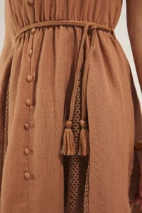 TRENDYOLMİLLA Brick Rejection Weaving with flywheel Beach Mini Dress - Image 3
