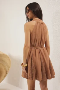 TRENDYOLMİLLA Brick Rejection Weaving with flywheel Beach Mini Dress - Image 4