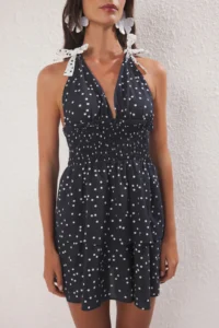 TRENDYOLMİLLA Polka Dot Weaving Gipelli 100% Cotton Beach Mini Dress - Image 3