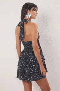 TRENDYOLMİLLA Polka Dot Weaving Gipelli 100% Cotton Beach Mini Dress - Image 4