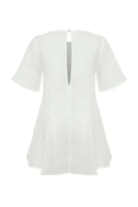 TRENDYOLMİLLA Ecru Weaving with flywheel 100% Cotton Beach Mini Dress - Image 6