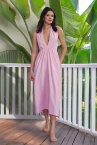 TRENDYOLMİLLA Pink Weaving Maxi Beach Dress