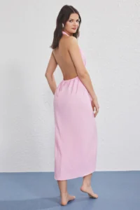 TRENDYOLMİLLA Pink Weaving Maxi Beach Dress - Image 2
