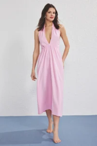 TRENDYOLMİLLA Pink Weaving Maxi Beach Dress - Image 3