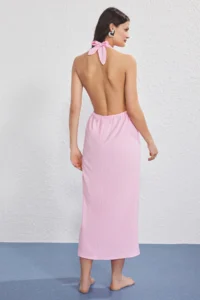 TRENDYOLMİLLA Pink Weaving Maxi Beach Dress - Image 5