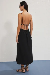 TRENDYOLMİLLA Black Weaving Cut Out Maxi Beach Dress - Image 4