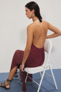 TRENDYOLMİLLA Leopard Patterned Weaving Maxi Beach Dress - Image 2