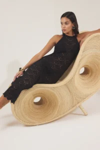 TRENDYOLMİLLA Black Knitwear Low-cut back Maxi Beach Dress - Image 2