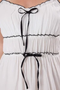 TRENDYOLMİLLA White Weaving Shirred Beach Mini Dress - Image 3