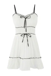 TRENDYOLMİLLA White Weaving Shirred Beach Mini Dress - Image 5