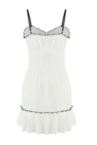 TRENDYOLMİLLA White Weaving Shirred Beach Mini Dress - Image 6