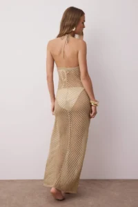 TRENDYOLMİLLA Beige Knitwear Maxi Beach Dress - Image 4