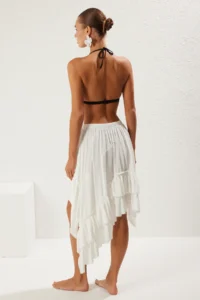 TRENDYOLMiLLA Ecru Knitting Frilly Beach Mini Skirt - Image 5