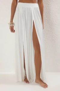 TRENDYOLMİLLA Ecru Knitting slit Maxi Beach Skirt - Image 3