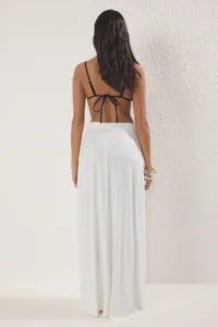 TRENDYOLMİLLA Ecru Knitting slit Maxi Beach Skirt - Image 4