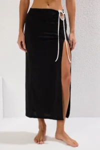TRENDYOLMiLLA Black Knitting Binding Detailed Maxi Beach Skirt - Image 3