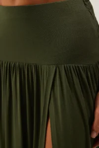TRENDYOLMiLLA Khaki Knitting Binding Detailed Maxi Beach Skirt - Image 4