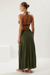TRENDYOLMiLLA Khaki Knitting Binding Detailed Maxi Beach Skirt - Image 5