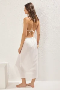 TRENDYOLMiLLA Ecru Weaving Frilly 100% Cotton Beach Midi Skirt - Image 5