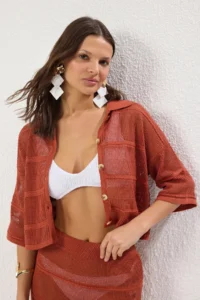 TRENDYOLMiLLA Brick Rejection Knitwear Maxi Beach Skirt - Image 2
