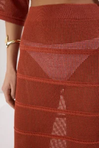 TRENDYOLMiLLA Brick Rejection Knitwear Maxi Beach Skirt - Image 5