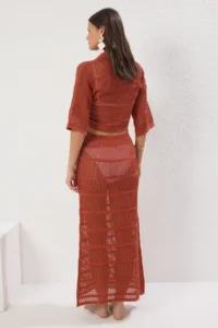 TRENDYOLMiLLA Brick Rejection Knitwear Maxi Beach Skirt - Image 6