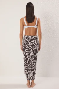 TRENDYOLMiLLA Zebra Patterned Weaving Shirred Maxi Beach Skirt - Image 4