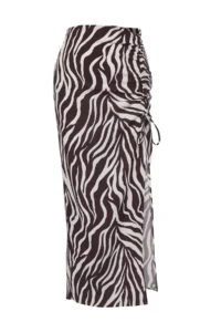 TRENDYOLMiLLA Zebra Patterned Weaving Shirred Maxi Beach Skirt - Image 5