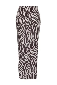 TRENDYOLMiLLA Zebra Patterned Weaving Shirred Maxi Beach Skirt - Image 6