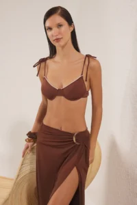 TRENDYOLMiLLA Brown Knitting Accessory Detailed Beach Midi Skirt - Image 2