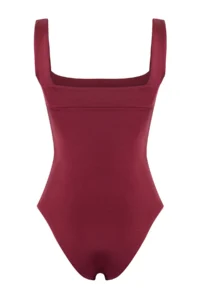 TRENDYOLMİLLA Burgundy Square Neck Covered Regular Swimsuit - Image 7
