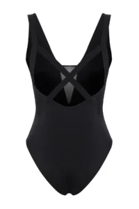 TRENDYOLMİLLA Black Mesh Detailed Deep V-neck Covered brazilian Swimsuit - Image 7