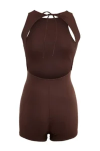 TRENDYOLMİLLA Brown Surfer Covered Back Detailed Regular Shorts Swimsuit - Image 2
