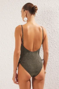 TRENDYOLMİLLA Khaki tunnelled U-Neck Covered Regular Swimsuit - Image 4