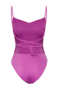 TRENDYOLMİLLA Purple tunnelled Square Neck Covered Regular Swimsuit - Image 6
