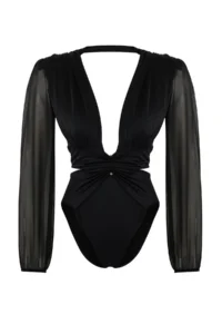TRENDYOLMİLLA Black with accessories Deep V-neck Covered brazilian Swimsuit - Image 6