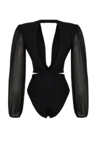 TRENDYOLMİLLA Black with accessories Deep V-neck Covered brazilian Swimsuit - Image 8