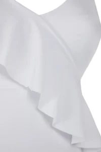 TRENDYOLMİLLA White with flywheel V-neck Covered Regular Swimsuit - Image 8