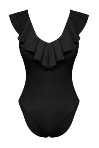 TRENDYOLMİLLA Black with flywheel V-neck Covered Regular Swimsuit - Image 6