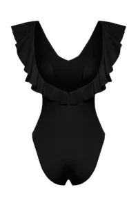 TRENDYOLMİLLA Black with flywheel V-neck Covered Regular Swimsuit - Image 7