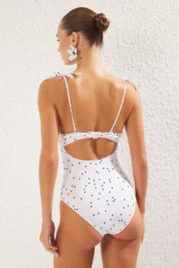 TRENDYOLMİLLA Polka Dot Frilly Square Neck Covered Regular Swimsuit - Image 6