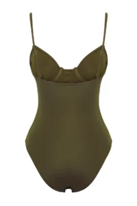 TRENDYOLMİLLA Khaki Eyelet Detailed balconette Covered Regular Swimsuit - Image 7
